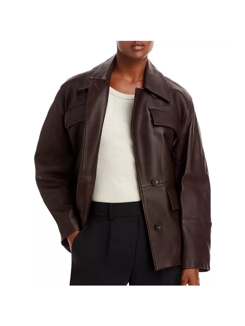 Vince 100% Lamb Leather Safari Jacket in Brown, Size M New w/Tag Retail $1495 - Picture 16 of 16
